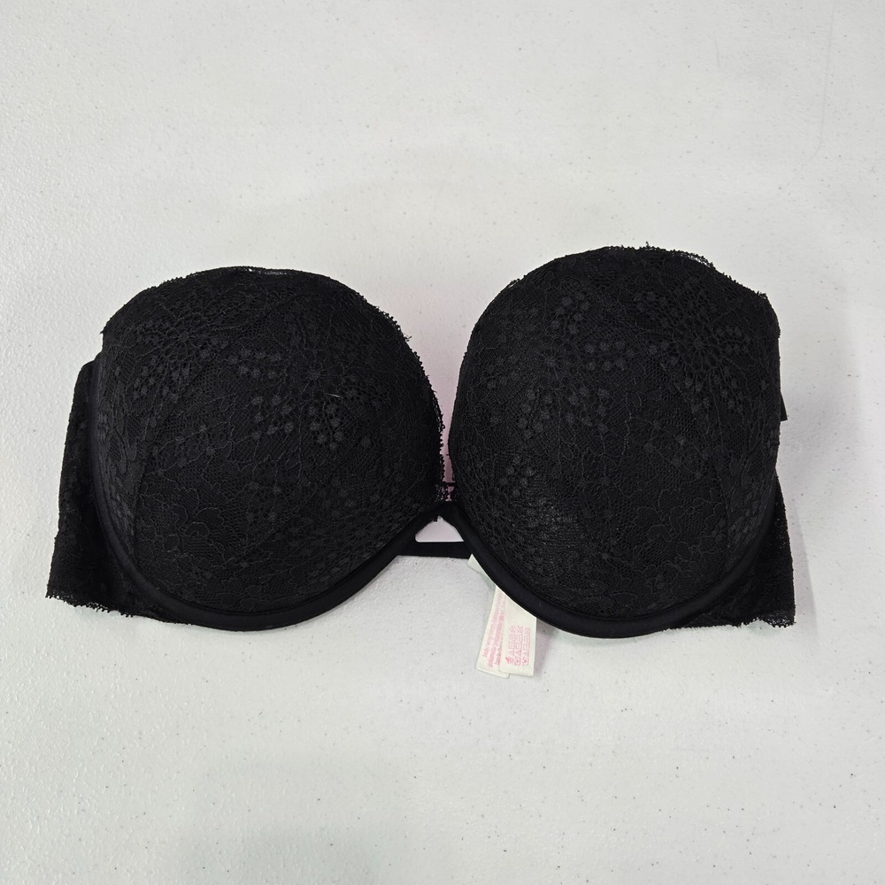 Victoria Secret PINK Women Bra‎ 32DD Black Lace Underwire NO STRAPS